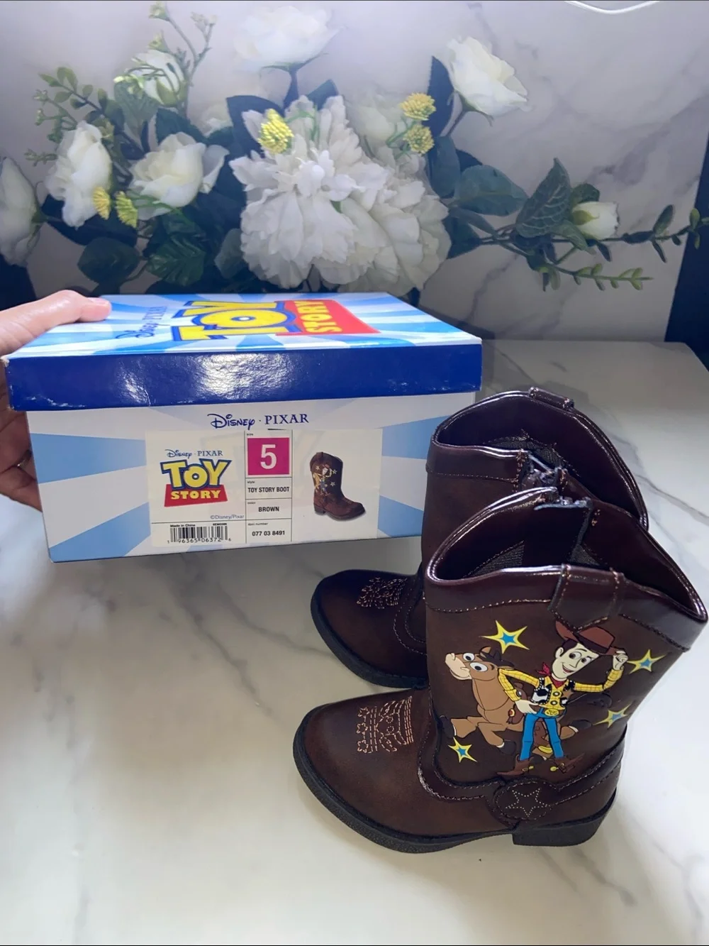 Disney Pixar Toy Story Woody Brown Kids Cowboy Boots size 5